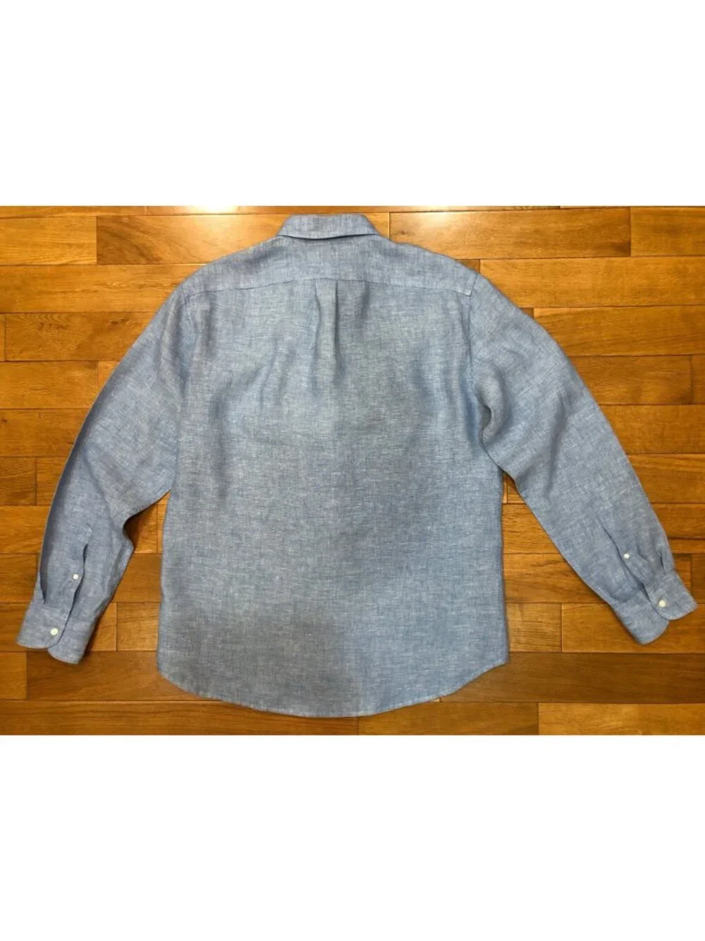 J Crew Slim Irish Linen Long Sleeve Button Front Blue Shirt Size L Coastal Prep